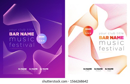 Music festival poster with abstract gradient lines. Colorful Waves Gradient Background. Template for DJ Poster, Web Banner, Pop-Up, presentation, brochure. Geometric template vector design.