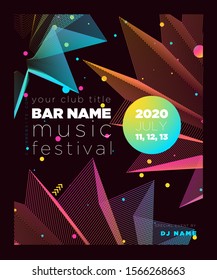 Music festival poster with abstract gradient lines. Colorful Waves Gradient Background. Template for DJ Poster, Web Banner, Pop-Up, presentation, brochure. Geometric template vector design.