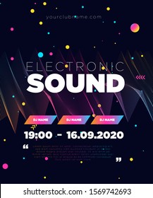 Music festival poster with abstract gradient backgrouds. Colorful Waves Gradient Background. Template for DJ Poster, Web Banner, Pop-Up, presentation, brochure. Geometric template vector design.