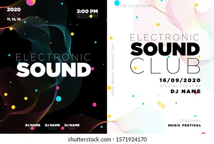 Music festival poster with abstract gradient backgrouds. Colorful Waves Gradient Background. Template for DJ Poster, Web Banner, Pop-Up, presentation, brochure. Geometric template vector design.