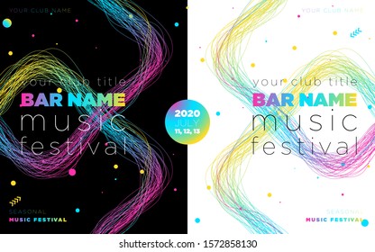Music festival poster with abstract gradient shapes, template design. Colorful Waves Gradient Background. Template for Poster, Web Banner, Pop-Up, presentation, brochure. Geometric template vector.