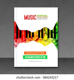 Music festival poster background. Flyer template. Jazz piano music flyer cafe promotional design.