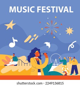 Music festival poster banner vector illustration