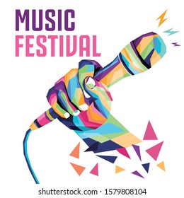 Music Festival Poster colorful style in wpap pop art