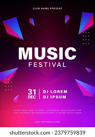 Musikfestivals Poster Design. Einladungsflyer für Musikparty Vektorgrafik