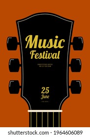 Music festival poster design template background decorative with guitar. Design element template can be used for banner, backdrop, brochure, leaflet, print, publication, vector illustration