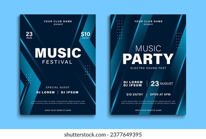 Music festival poster. Dynamic colorful music cover design. Music party flyer with abstract gradient shapes. Vector illustration