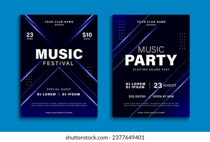 Music festival poster. Dynamic colorful music cover design. Music party flyer with abstract gradient shapes. Vector illustration