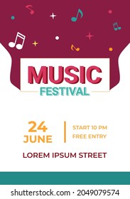 music festival poster with a festive look. This poster is designed as well as possible so that it gets an attractive appearance. download this template, then you can add or edit some items in it.