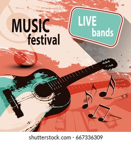 Music festival poster with guitar