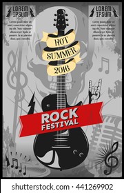 Music Festival Poster Guitar Headline Hot Stock Vector (Royalty Free ...