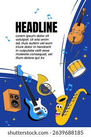 Music Festival Poster with Guitar and Other Instrument