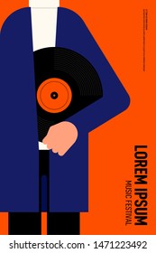 Music festival poster modern vintage retro style. Graphic design template can be used for background, backdrop, banner, brochure, leaflet, flyer, print, publication, vector illustration
