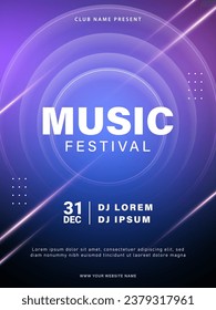 Music festival poster. Musical party flyer template. Futuristic colorful music party invitation design. Vector illustration