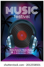 music festival poster for night party