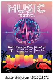 music festival poster for night party