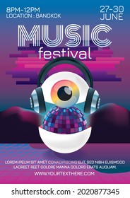 music festival poster for night party