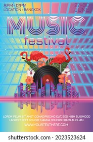 music festival poster for night party