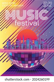 music festival poster for night party