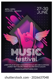 music festival poster for night party