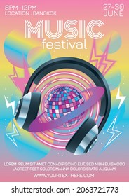 afiche del festival de música para la fiesta nocturna