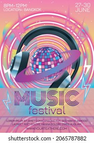 afiche del festival de música para la fiesta nocturna