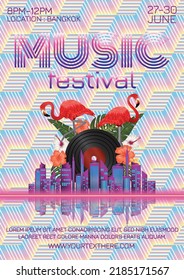 music festival poster for night party