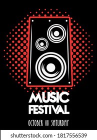 music festival poster with speaker in dotted background vector illustration design