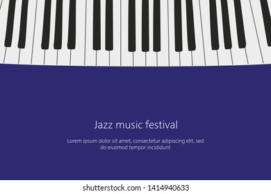 Music festival poster template with piano keys. Vector illustration.