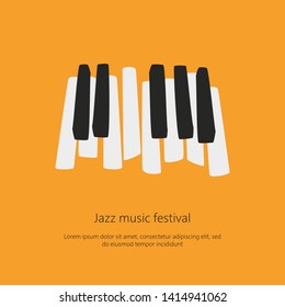 Music festival poster template with piano keys. Vector illustration.