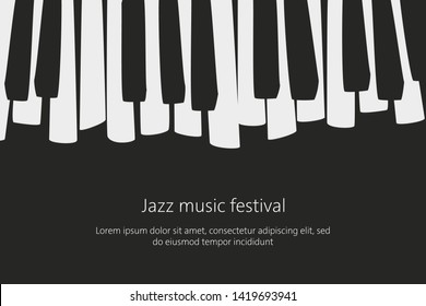 Music festival poster template with piano keys. Vector illustration.