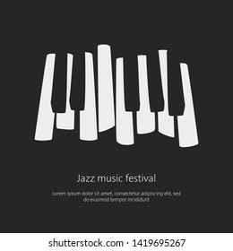 Music festival poster template with piano keys. Vector illustration.