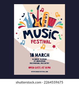 Music festival poster template vector design