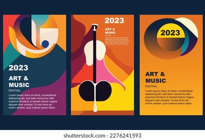 Music festival poster,mages of musical instruments, or popular musicians,artistic and sophisticated,featuring intricate illustrations, abstract designs, or bold, colorful graphics,customizable designs