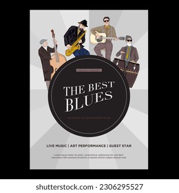Music festival promotion poster with handrawing figures