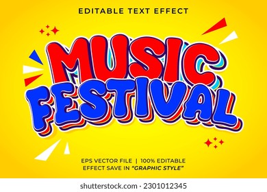 Music festival retro 3D editable text effect template