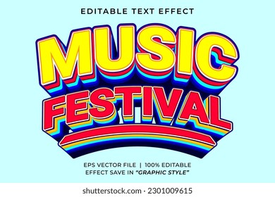 Music festival retro editable text effect template