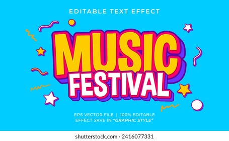 Music festival retro vintage 3d editable text effect template