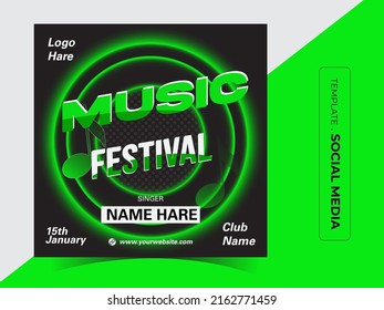 Music festival social media banner design template
