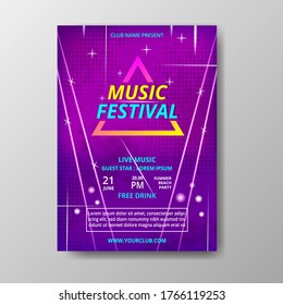 Music Festival Template, Banner or Flyer design with illustration. Modern template design. Music Pamphlet design