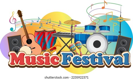 Music festival text banner design illustration