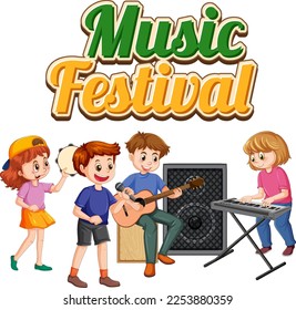 Music festival text banner design illustration