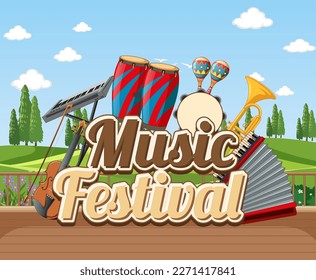 Music festival text banner design illustration