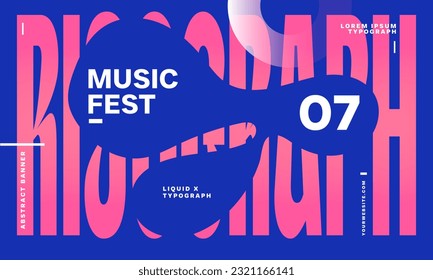 Music Festival Typography Abstract Banner Background, Event Poster for Flyer Presentation and Cover.  Vector Illustration