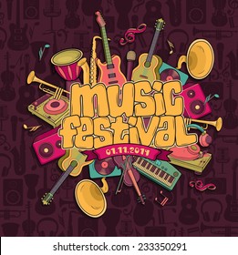 Music festival. Vector music background