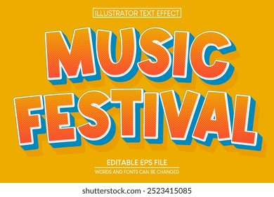 Modelo de design de banner de vetor de festival de música com efeito de texto 3D