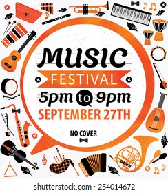 Music festival. Vector music flyer.