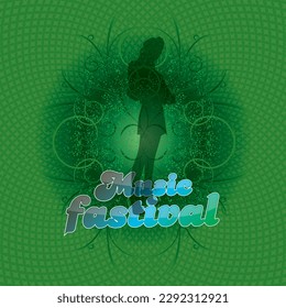 Music festival vector illustration background in green color