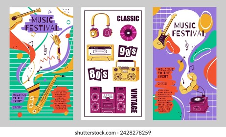 Music festival. Vector illustrations for poster, flyer or background.