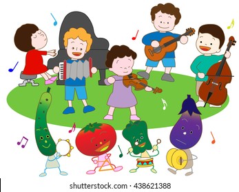Music festival of vegetables and children